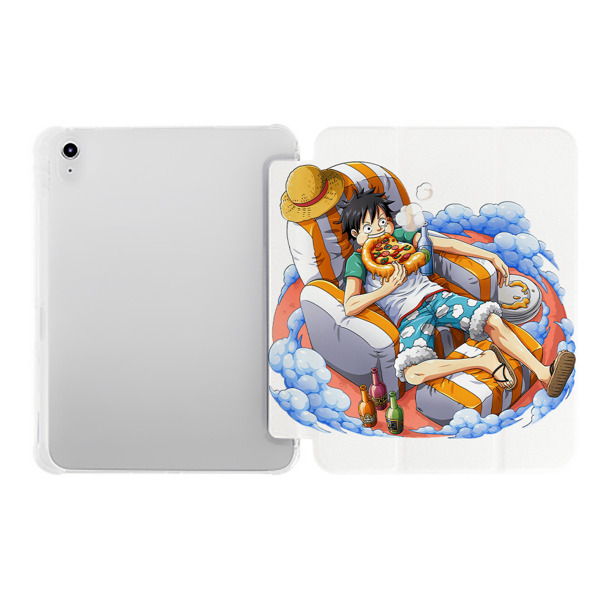 （画像用） ワンピース モンキー・D・ルフィ ONE PIECE Monkey D. Luffy IPad ケース ペン収納付き 三つ折りスタンド PUレザー×シリコン 対応機種9.5/10.5/10.9インチ